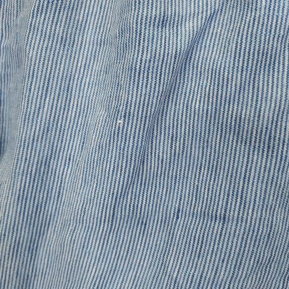 J Jill Love Linen Pants Women's L Blue Stripe Wide Leg Crop Pockets Pull-on 100% - Picture 5 of 13